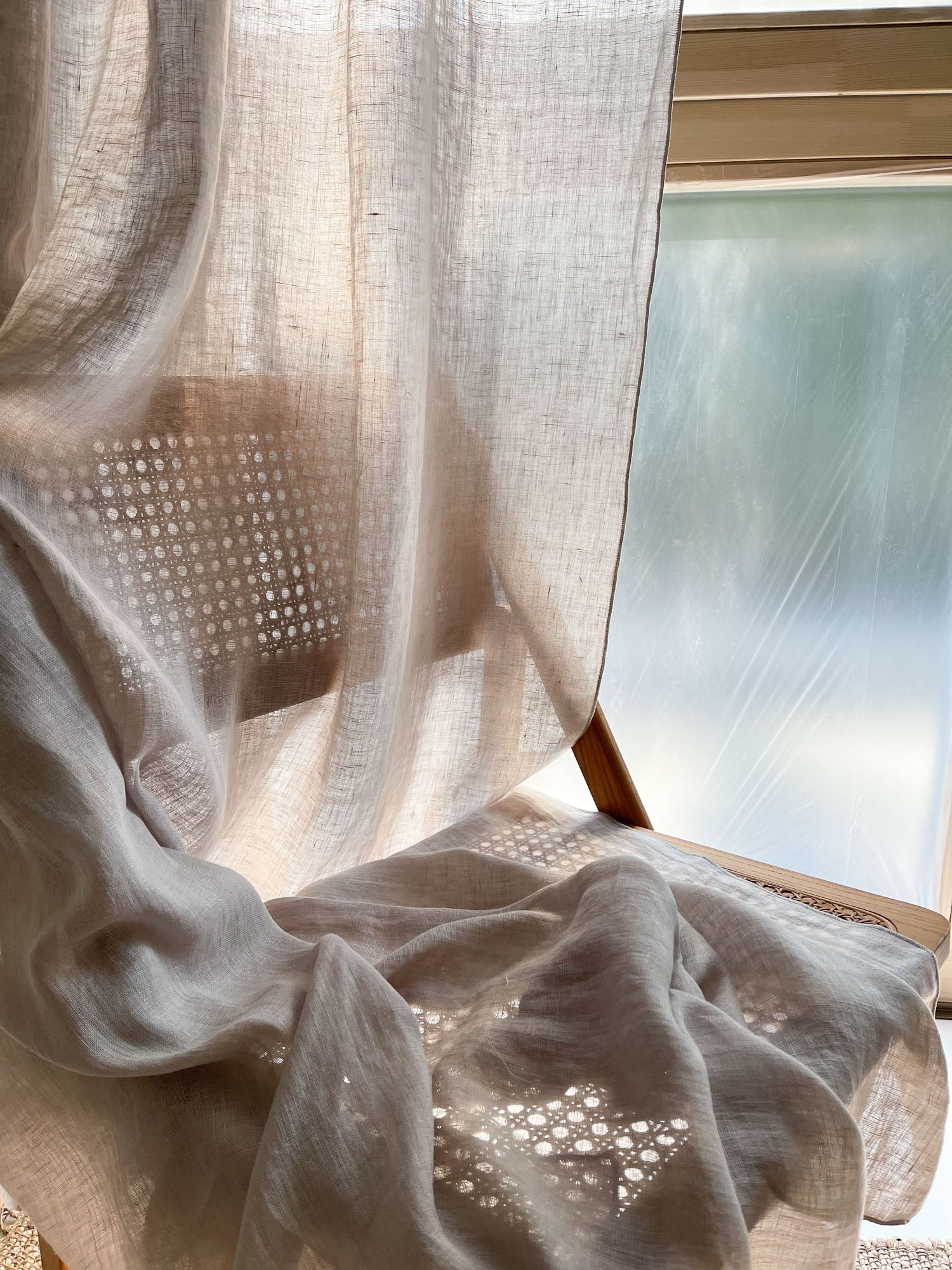 Leinen Musselin Vorhang - Beige, einzeln