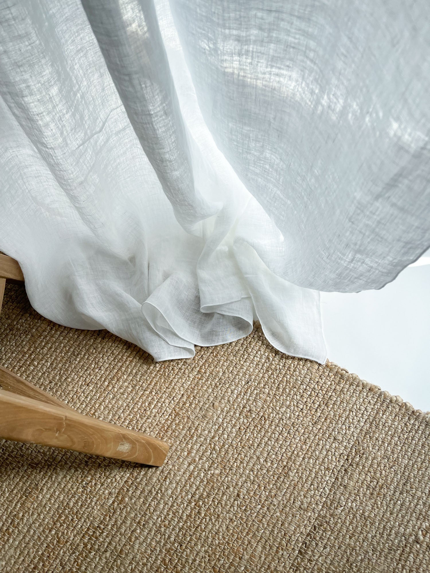 Leinen Musselin Vorhang - Weiß, einzeln
