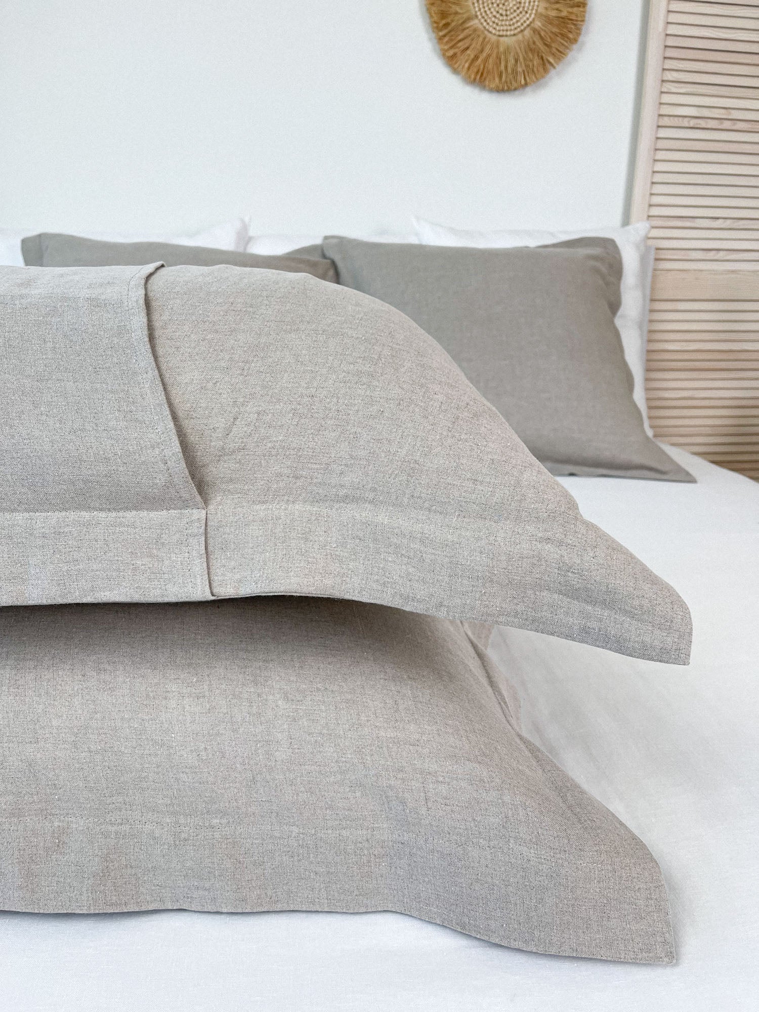 Kissenbezug aus gewaschenem Leinen mit Stehsaum - Beige - Linen Notes