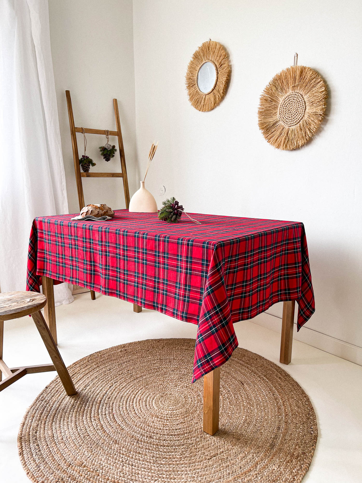 Tischdecke aus rotem Tartan Leinen - Linen Notes