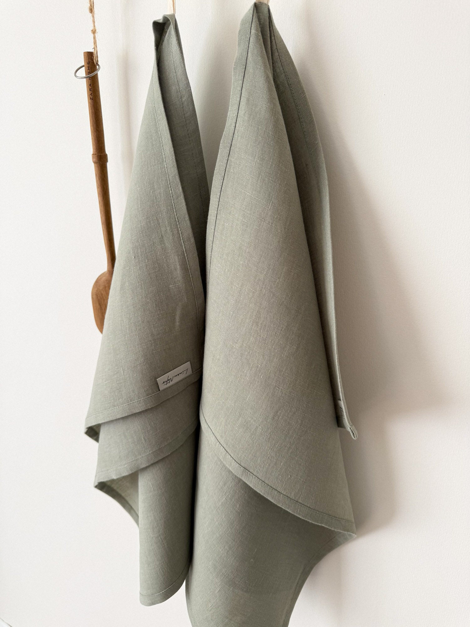 Geschirrtuch aus Leinen – Salbeigrün